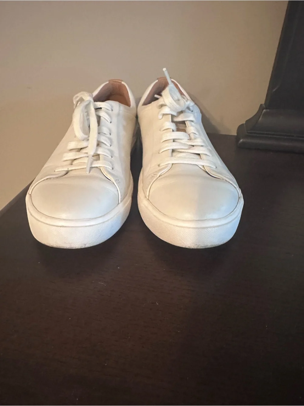 Clarks White Leather Sneakers with Tan Accent